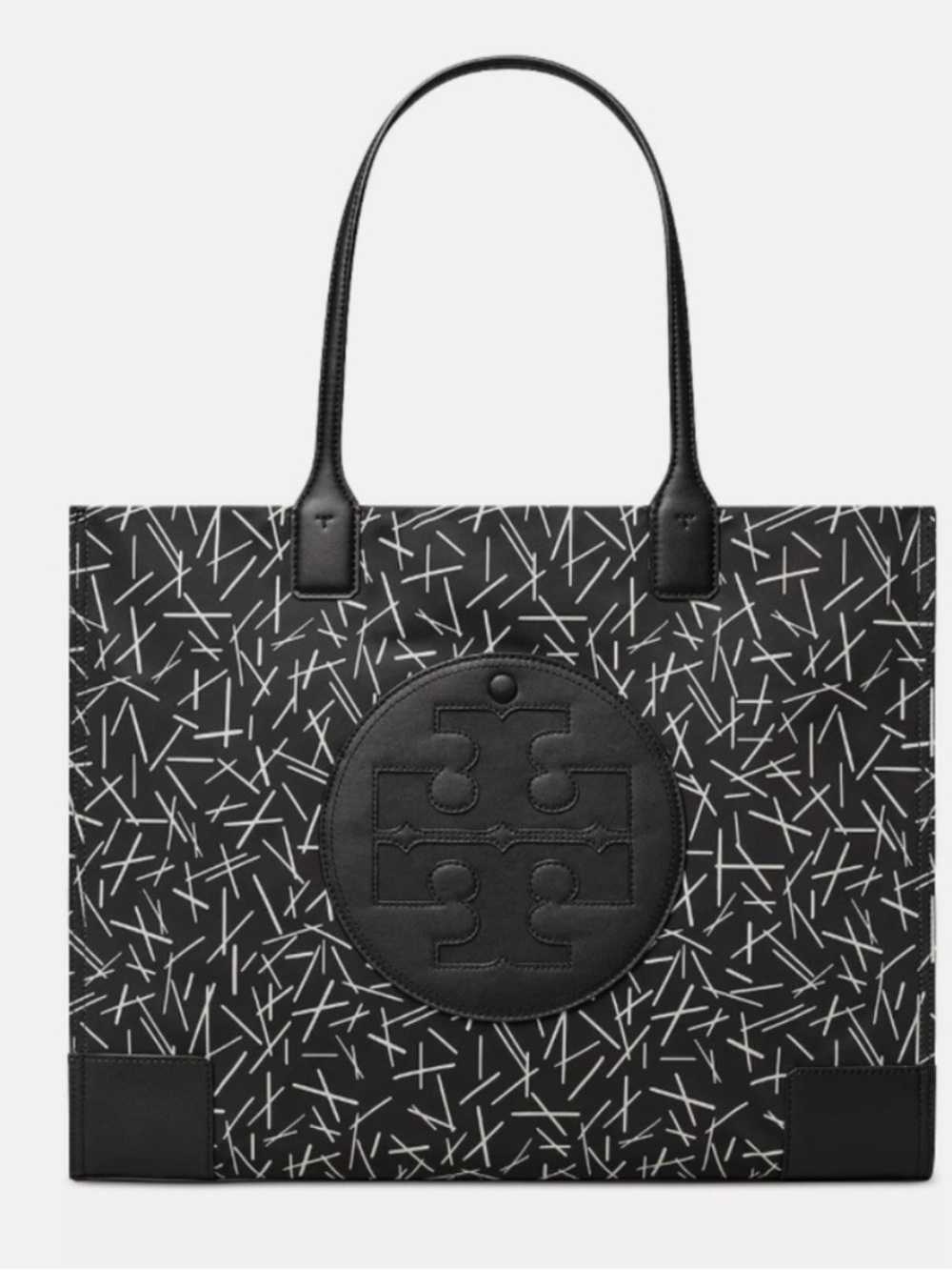 Tory Burch Ella Printed Tote Bag Black Match Sticks